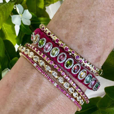 Pink Sapphire & Diamond Tennis Bracelet