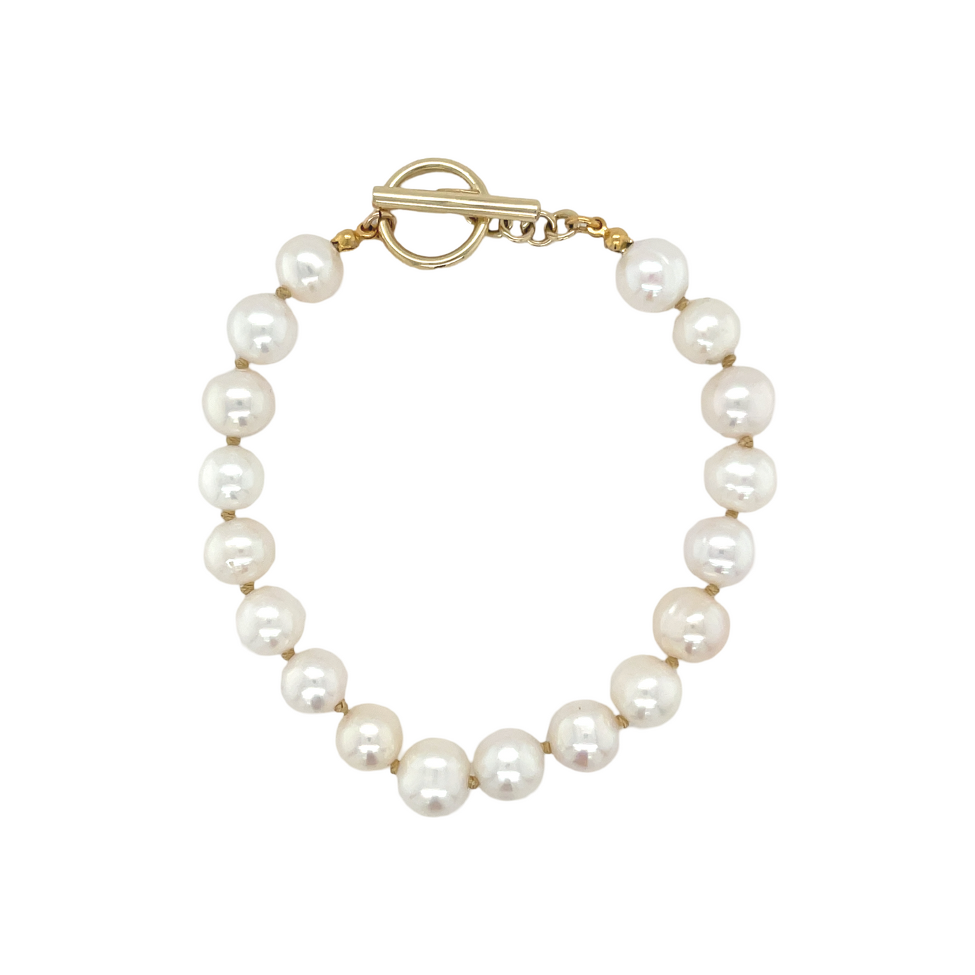 Pearl Bracelet with Gold Toggle Clasp