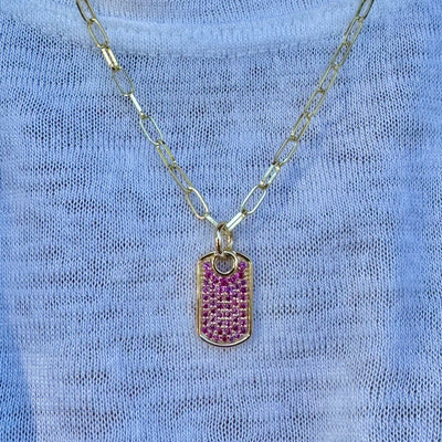 Ivy Pink Sapphire Dog Tag