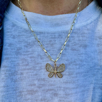 Pave Diamond Butterfly Charm