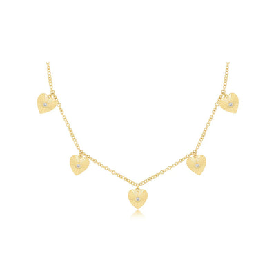 Gold and Diamond Fluted Heart Necklace