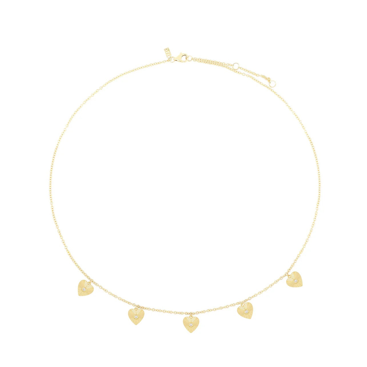 Gold and Diamond Fluted Heart Necklace