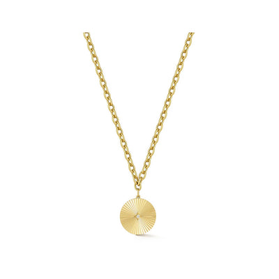 Jumbo Gold and Diamond Fluted Disk Chain Necklace
