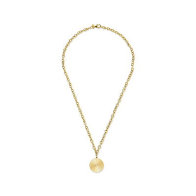 Jumbo Gold and Diamond Fluted Disk Chain Necklace