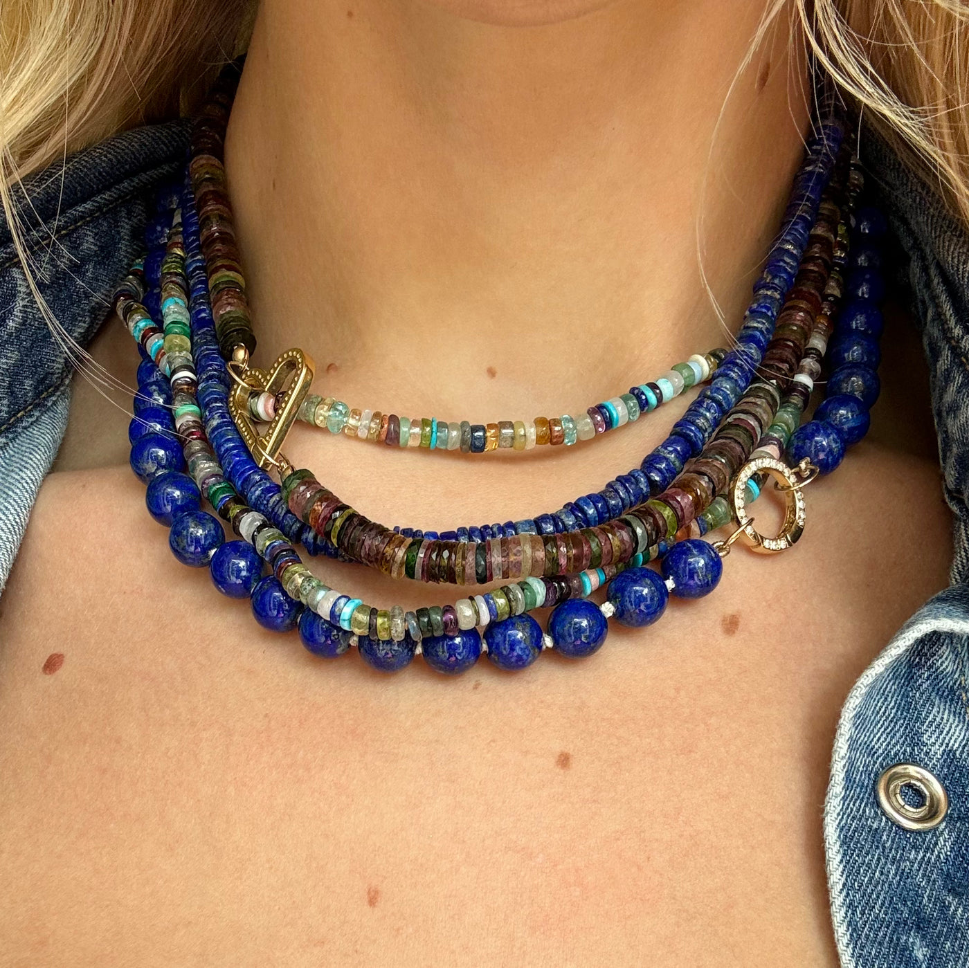 Sliced Lapis Bead Necklace