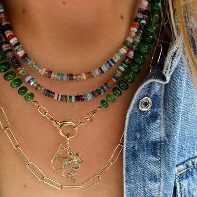 Sliced Multi Gemstone Necklace 16"