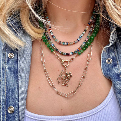 Sliced Multi Gemstone Necklace 16"