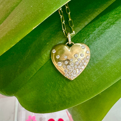 Scattered Diamond Puffy Heart Charm