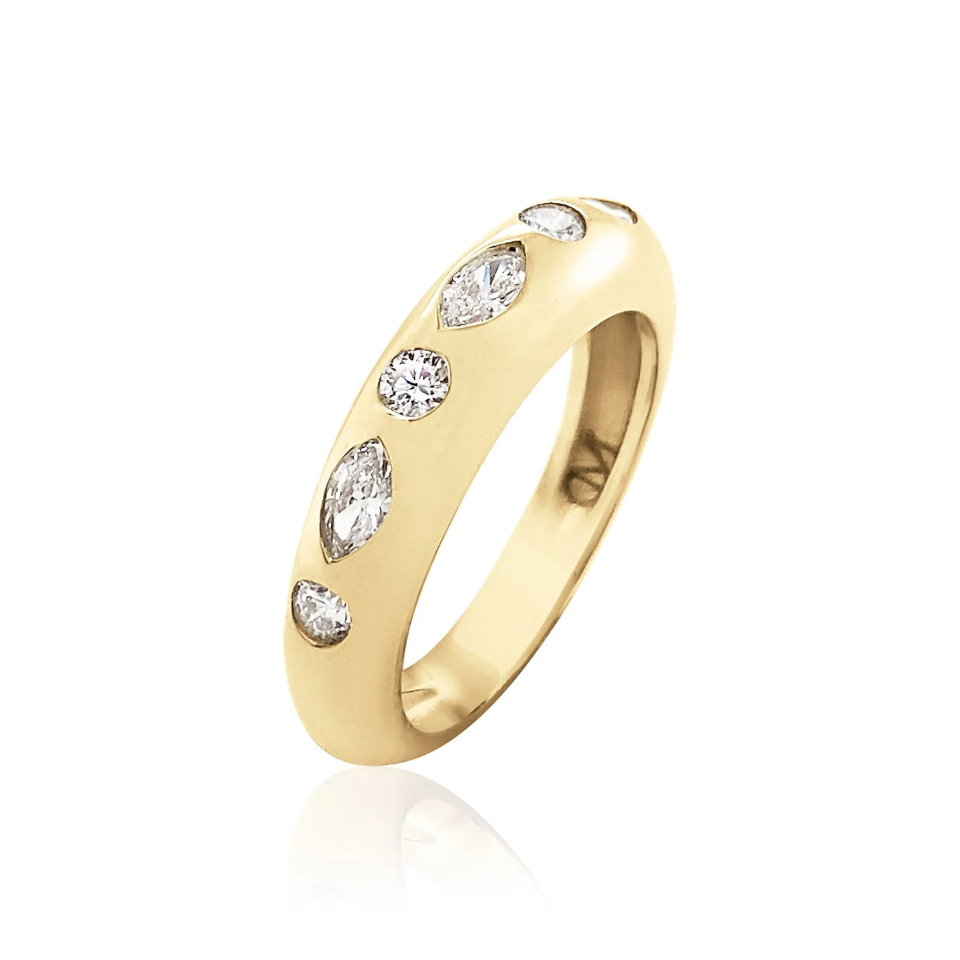 Round & Marquise Diamond Skinny Nomad Ring