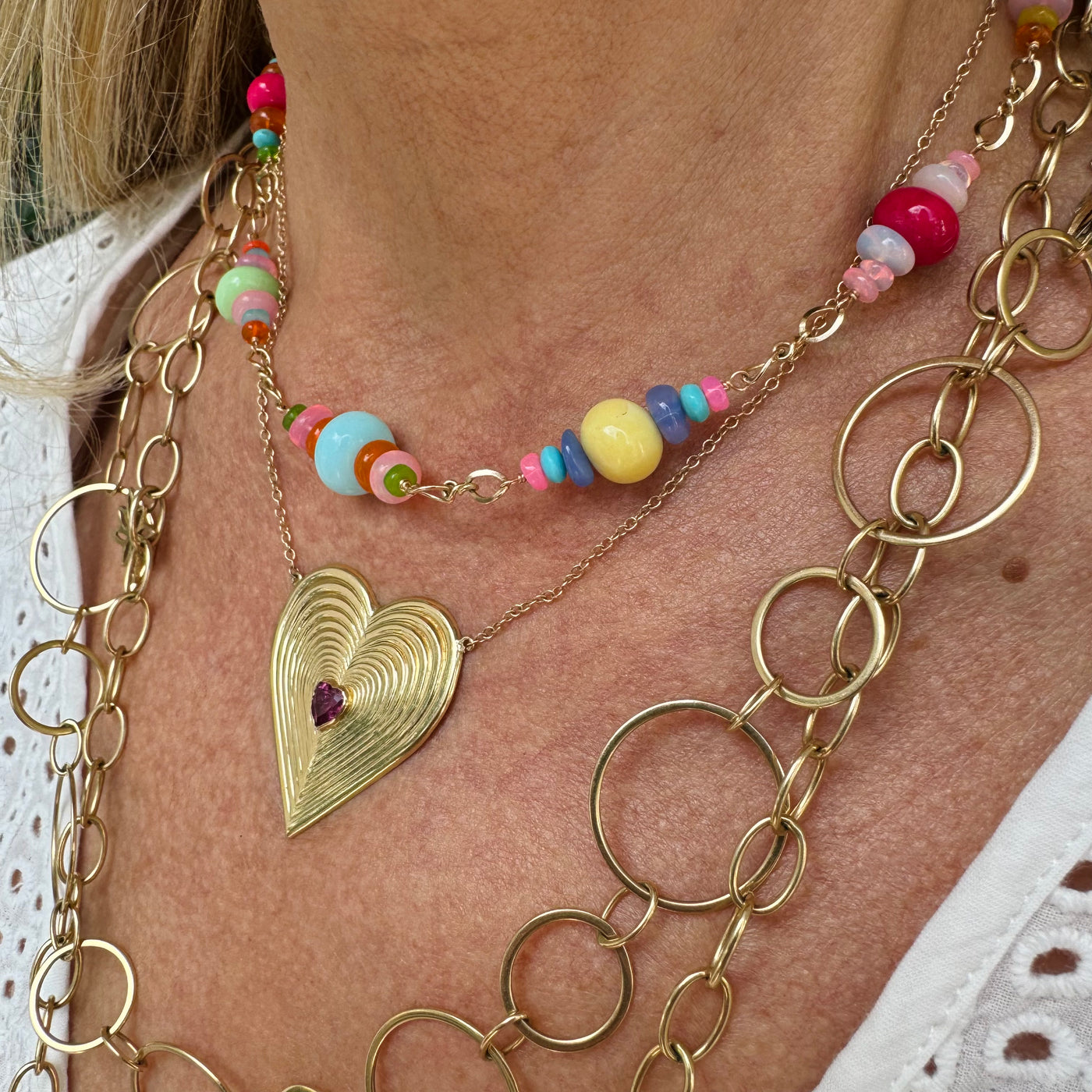 Multicolor Opal & Turquoise Bead Necklace
