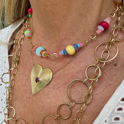 Multicolor Opal & Turquoise Bead Necklace