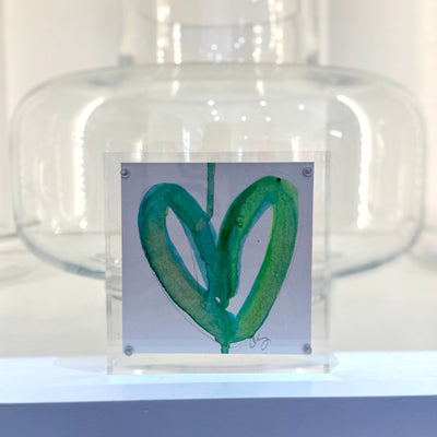Green Acrylic Block Heart