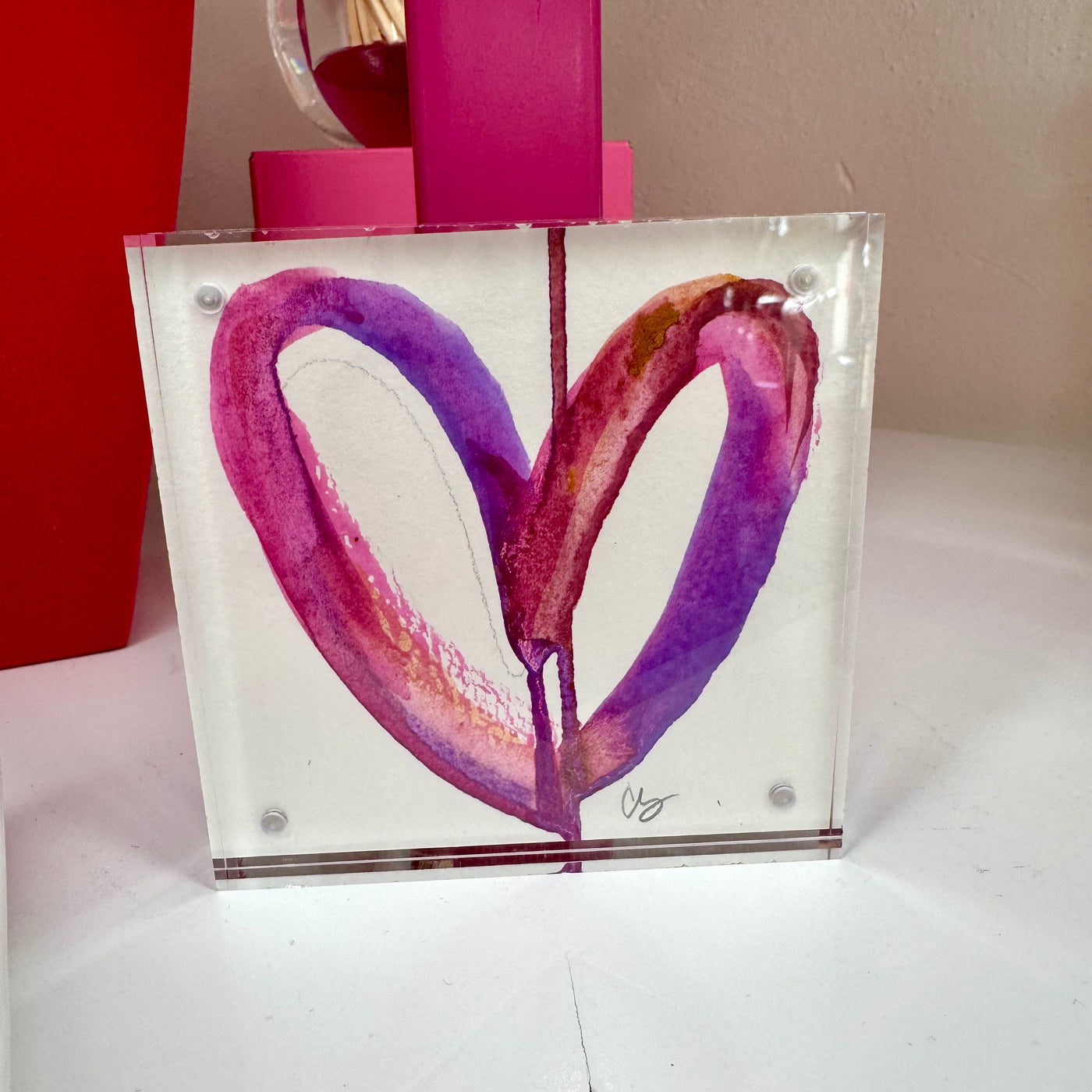 Purple Acrylic Block Heart