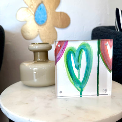 Red, Purple & Green Acrylic Block Heart