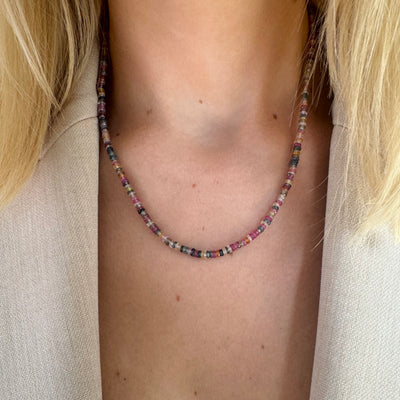 Sliced Multicolor Sapphire Necklace with Extender