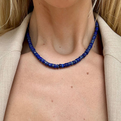 Sliced Lapis Bead Necklace