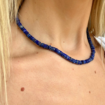 Sliced Lapis Bead Necklace