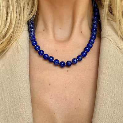 Round Lapis Bead Necklace