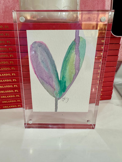 Purple & Green Acrylic Block Heart