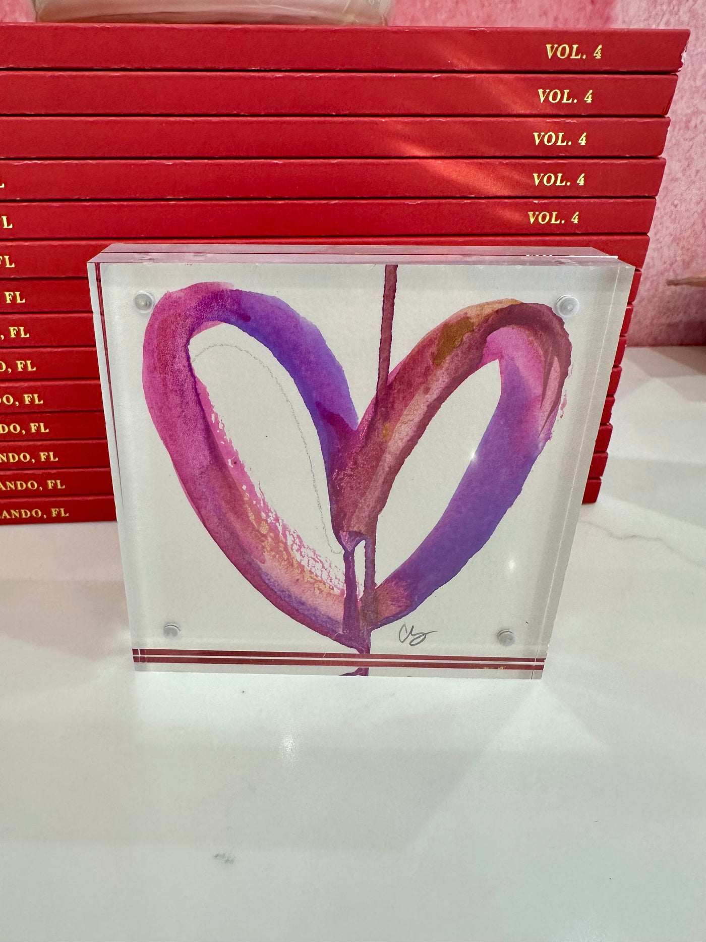 Purple Acrylic Block Heart