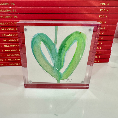 Green Acrylic Block Heart