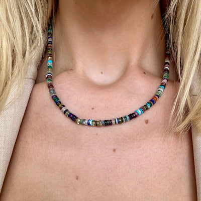 Sliced Multi Gemstone Necklace 18"