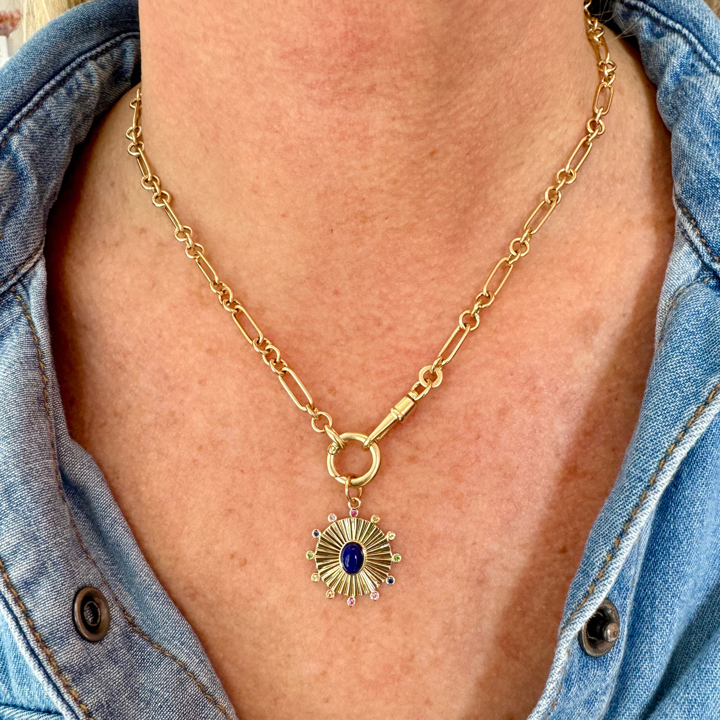 Lapis and Rainbow Sapphire Pendant