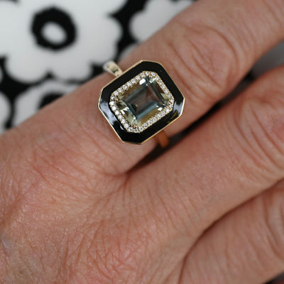 Jimmy Green Amethyst & Black Enamel Ring