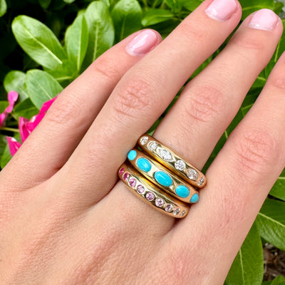 Round & Marquise Diamond Skinny Nomad Ring