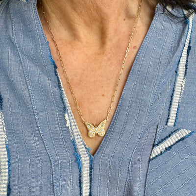 Lindy Small Butterfly Diamond Necklace