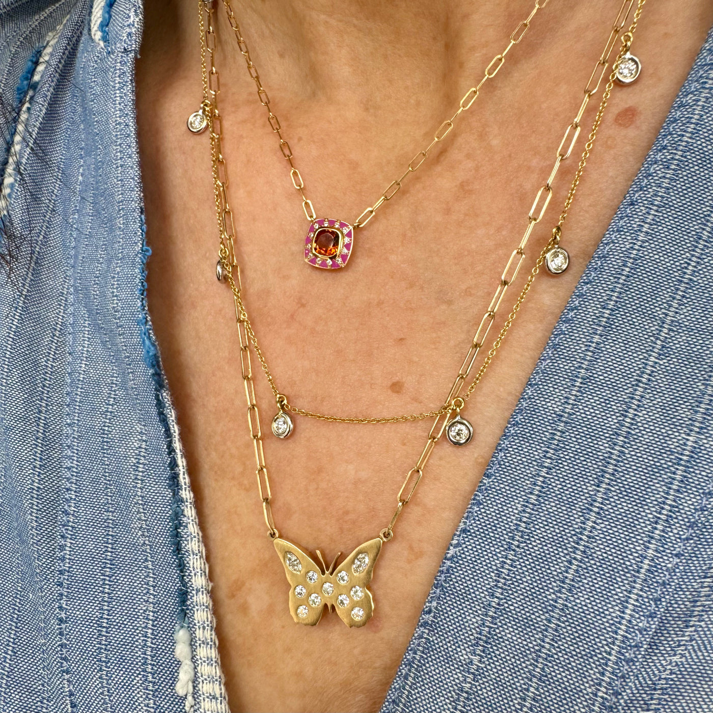 Lindy Small Butterfly Diamond Necklace
