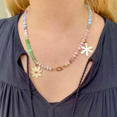 Rainbow Tourmaline Gemstone Bead Necklace