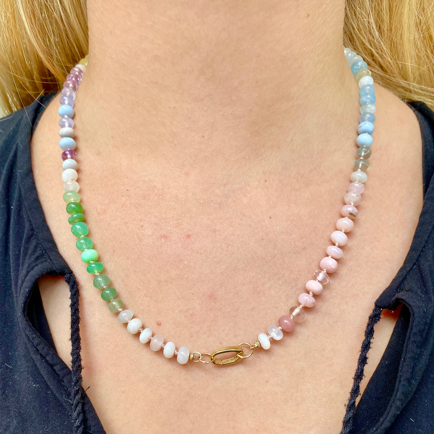 Rainbow Tourmaline Gemstone Bead Necklace