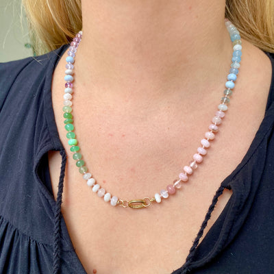 Rainbow Tourmaline Gemstone Bead Necklace