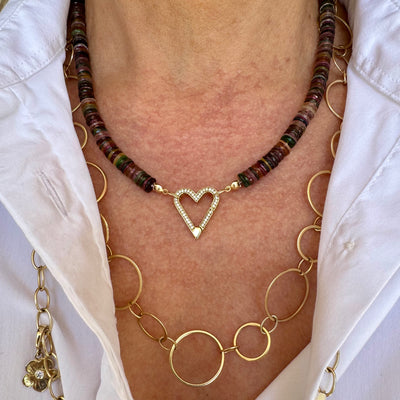 Sliced Multicolor Dark Sapphire Necklace (Carabiner Ready)
