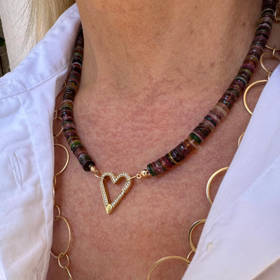 Sliced Multicolor Dark Sapphire Necklace (Carabiner Ready)