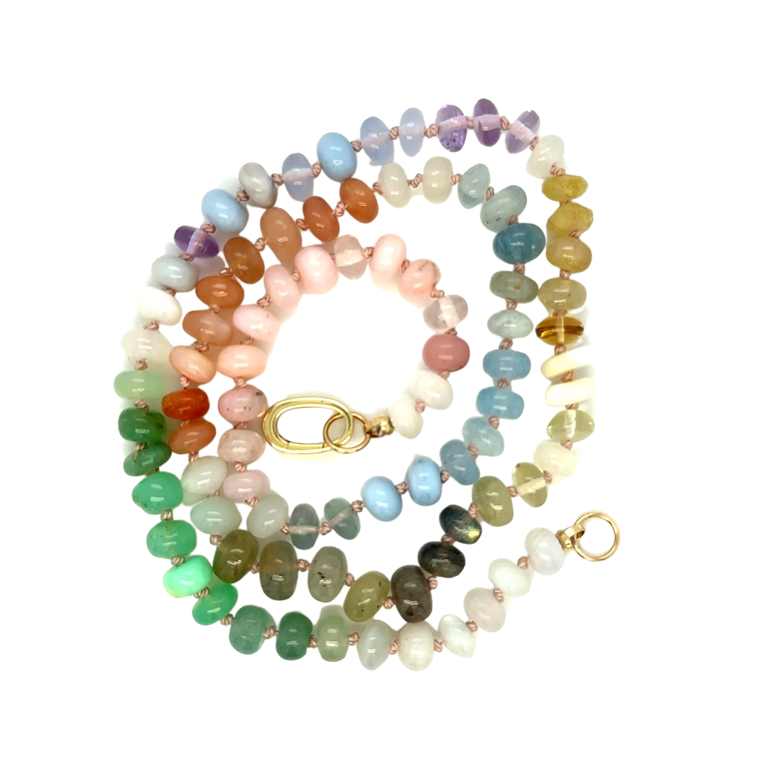 Rainbow Tourmaline Gemstone Bead Necklace