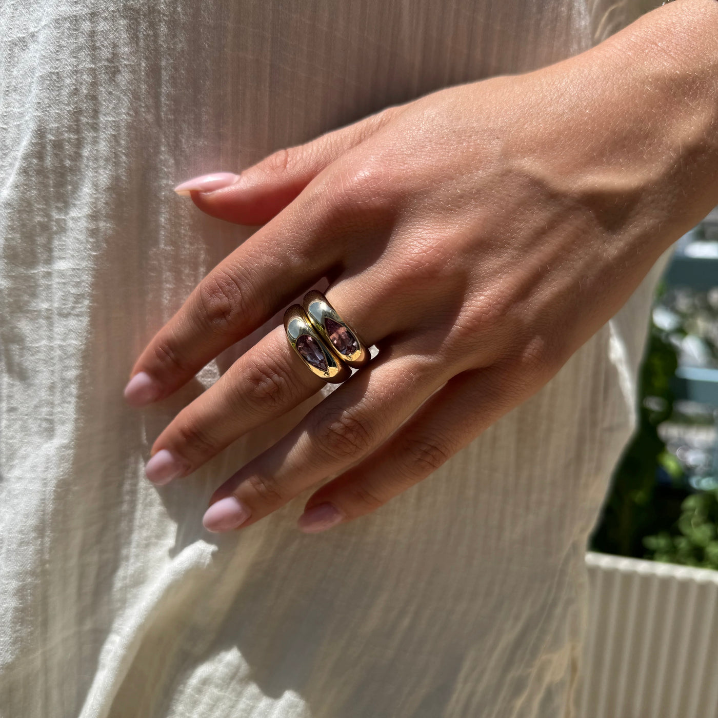 Elongated Pear Garnet Classic Nomad Ring (Pre-Order)