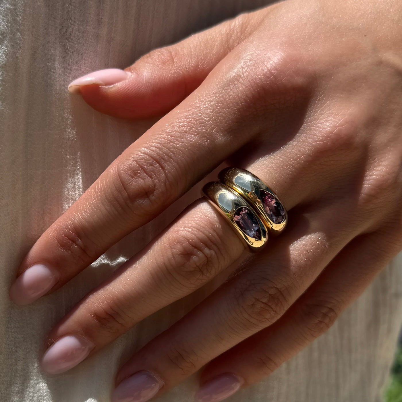 Elongated Pear Garnet Classic Nomad Ring (Pre-Order)