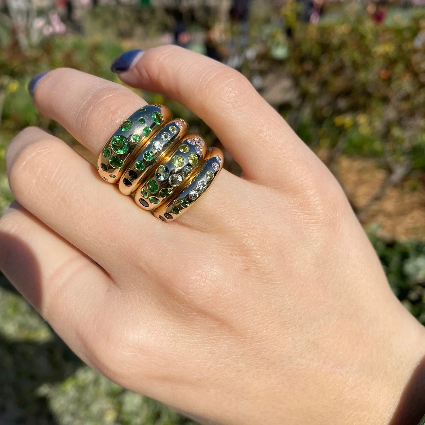 Green Ombré Skinny Nomad Ring (Pre-Order)