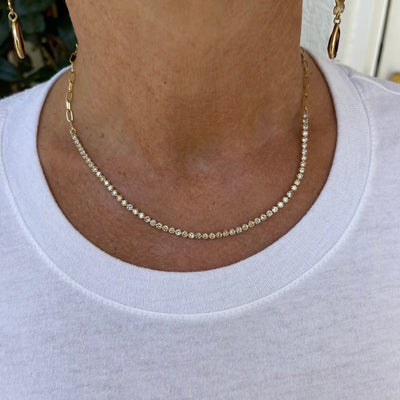 Diamond Crown Set Half and Half Necklace