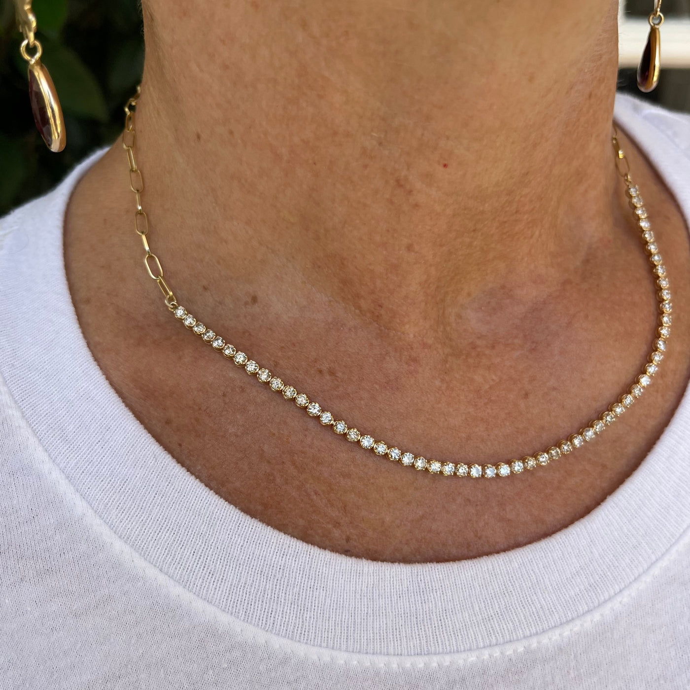 Diamond Crown Set Half and Half Necklace