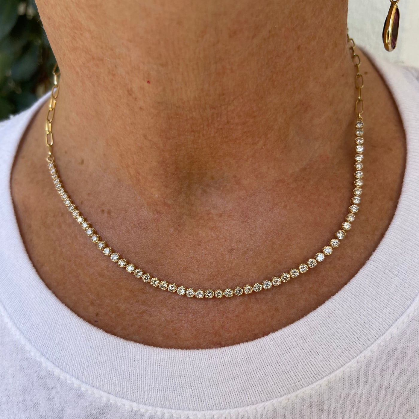 Diamond Crown Set Half and Half Necklace