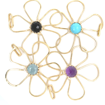 Sunflower Pendant/ Black Spinel