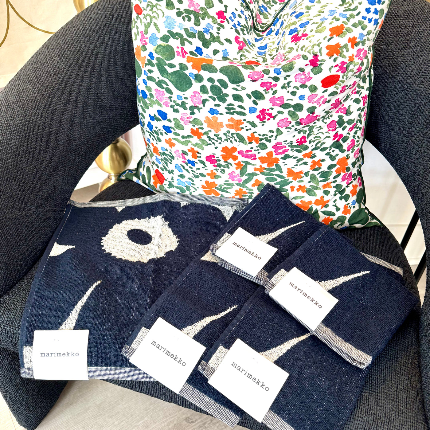 Unikko Dark Blue Washcloth