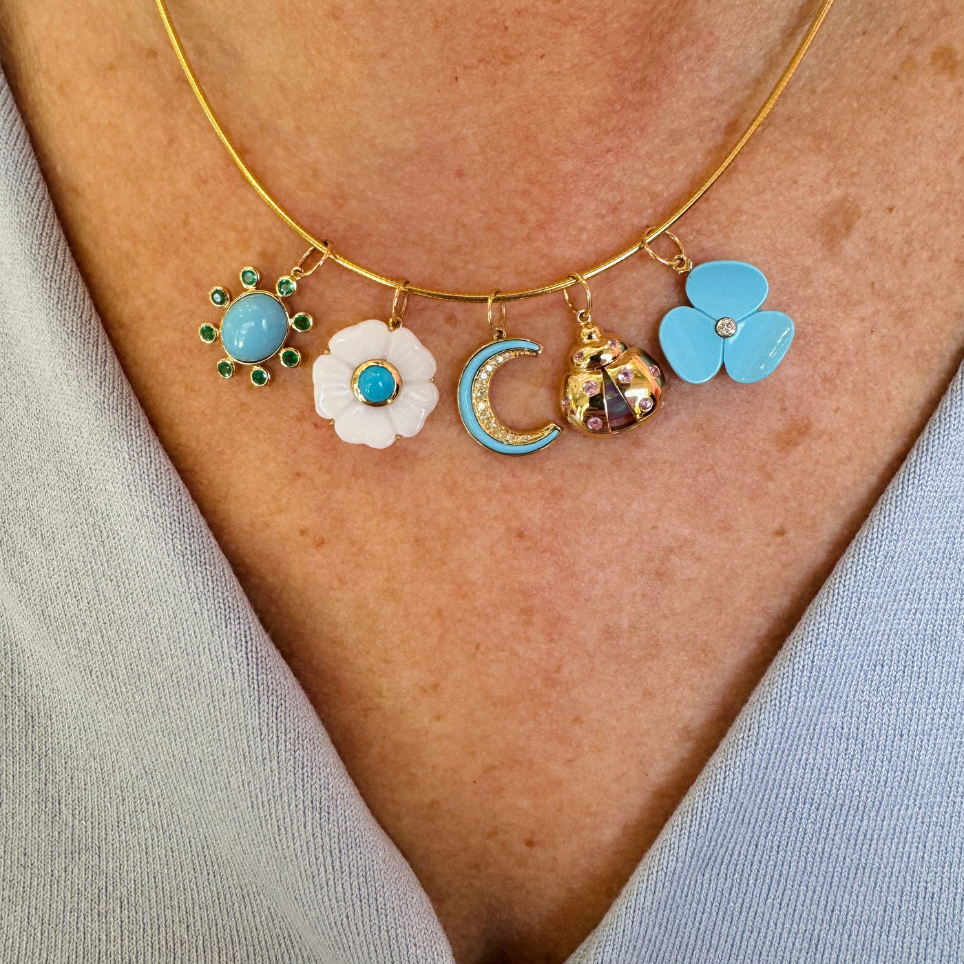 Turquoise & Emerald Burst Charm