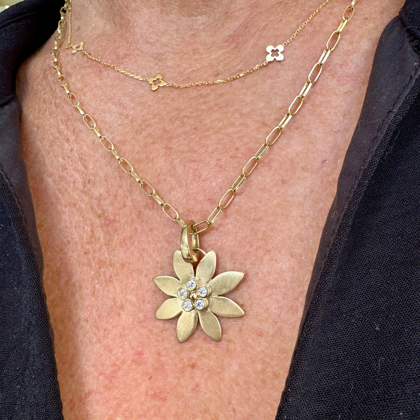 Diamond Flower Sunburst Charm