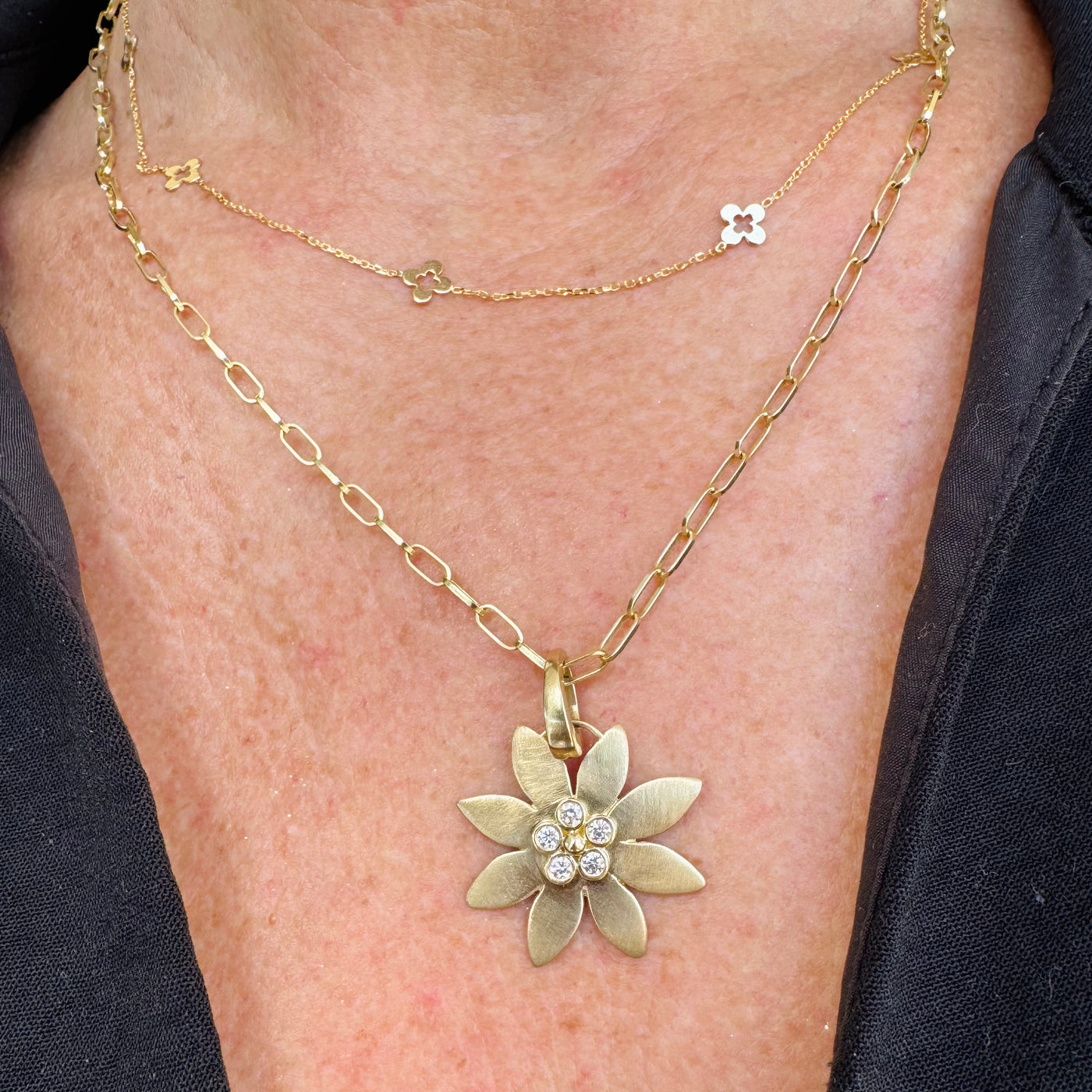 Diamond Flower Sunburst Charm