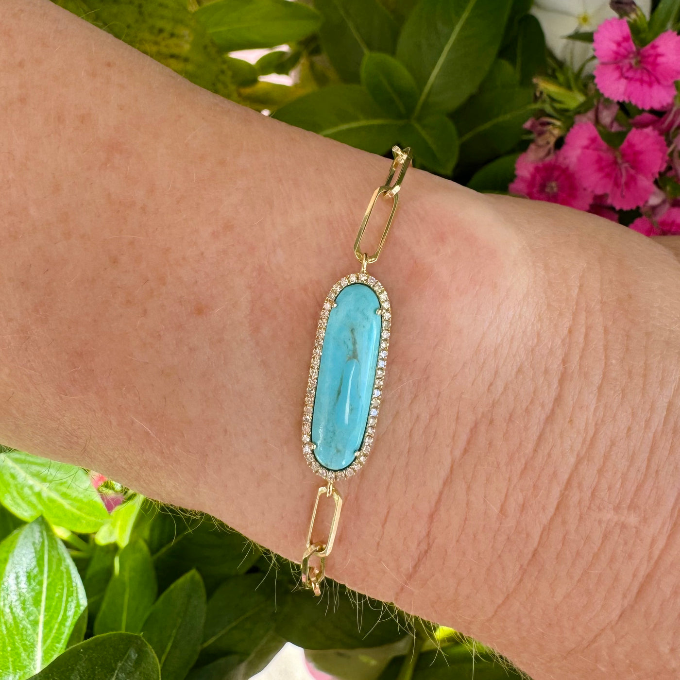 Turquoise & Diamond Link Bracelet