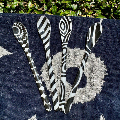 Dessert Spoons Set  - Black & White